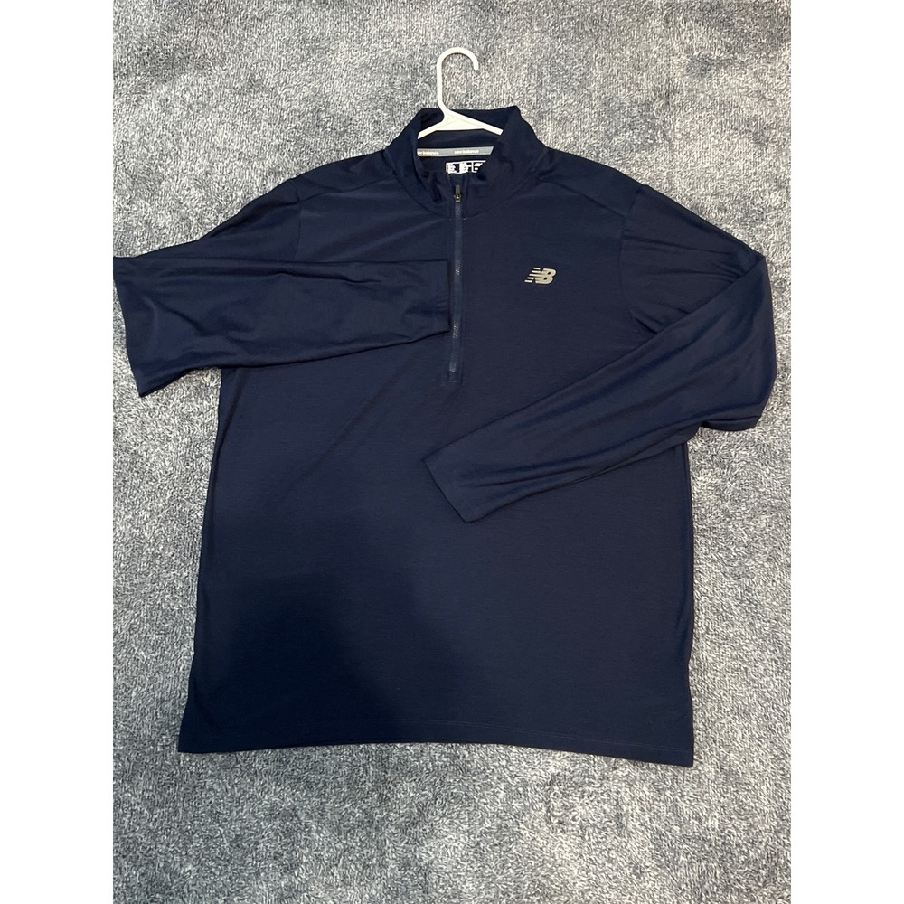 New Balance Mens Navy Blue NB Dry Quarter Zip Pullover Athletic Shirt XL